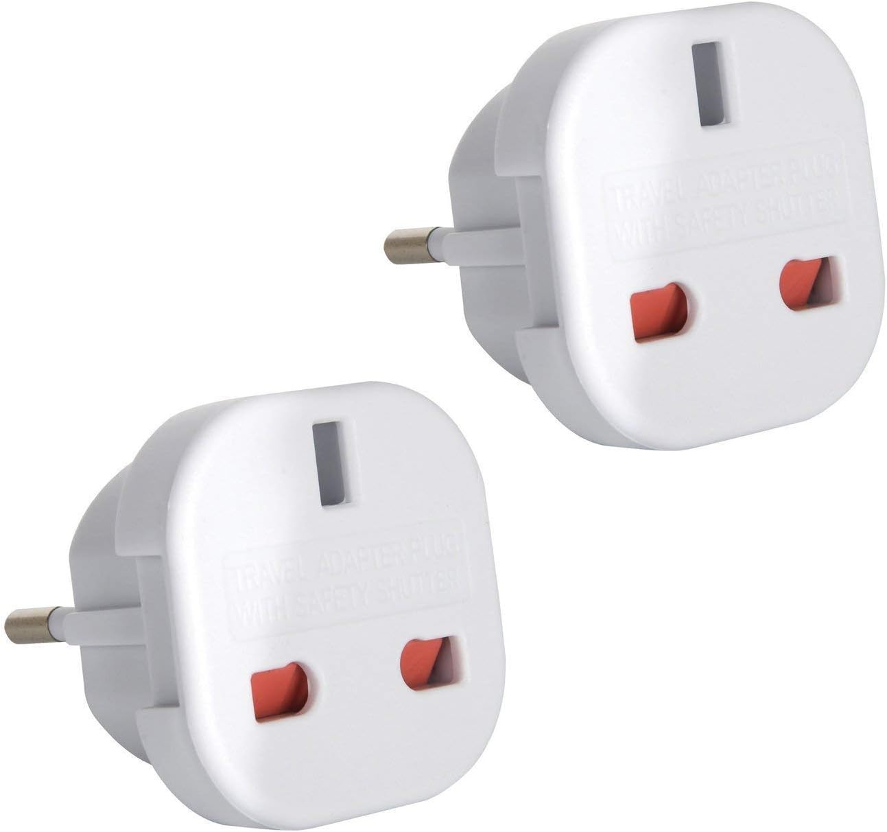 2 x UK To EU Euro Europe European Travel Adaptor Plug 2 Pin Adapter CE Approved.
