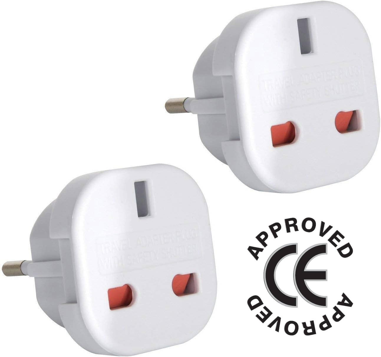 2 x UK To EU Euro Europe European Travel Adaptor Plug 2 Pin Adapter CE Approved.
